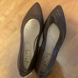 French Sole Brown Quilted Pointed Toe Flats